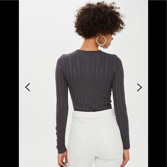 (Sold) TOPSHOP Ribbed Button Long Sleeve Top - Picture 3 of 8
